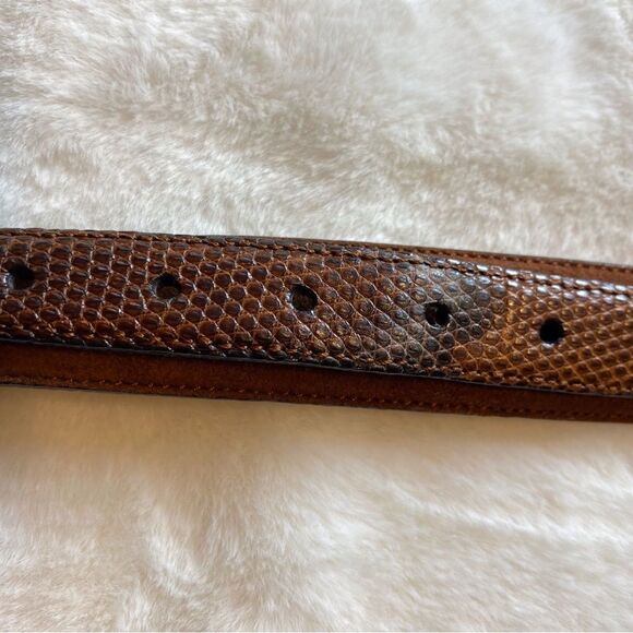 Rochester Big and Tall Brown Genuine Lizard and Suede Leather Belt - Picture 11 of 13